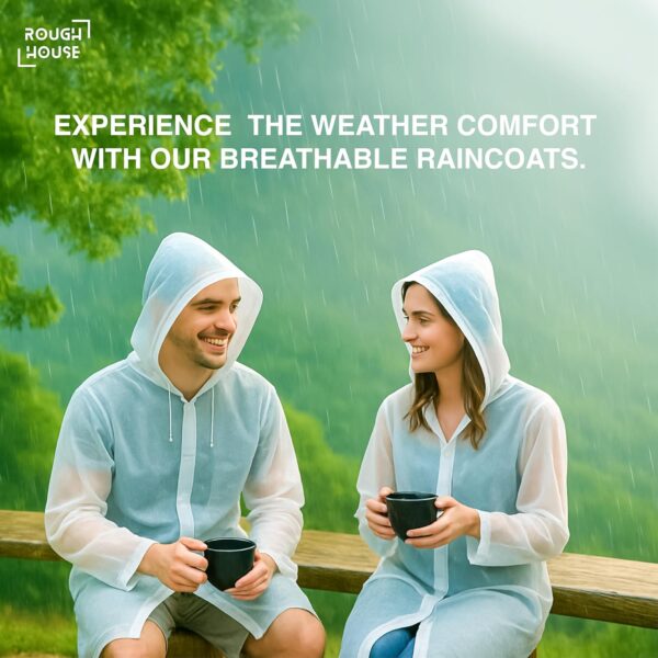 Roughhouse® Translucent Waterproof Multiuse Rain Poncho – Unisex, Lightweight, Hooded & Full-Length | Stylish Rain Protection for Travel, Biking, Festivals & More