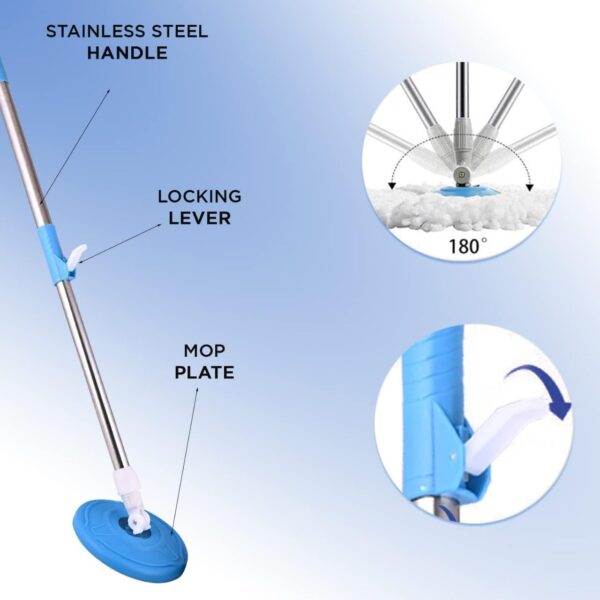 SAFE CHOICE Bucket Spin Mop Stick Rod with Microfiber Refill Pocha Cleaner 360° Adjustable Easy Grip 42 Inches Long Metal Handle for Wet Floor Household Industrial Cleaning &...