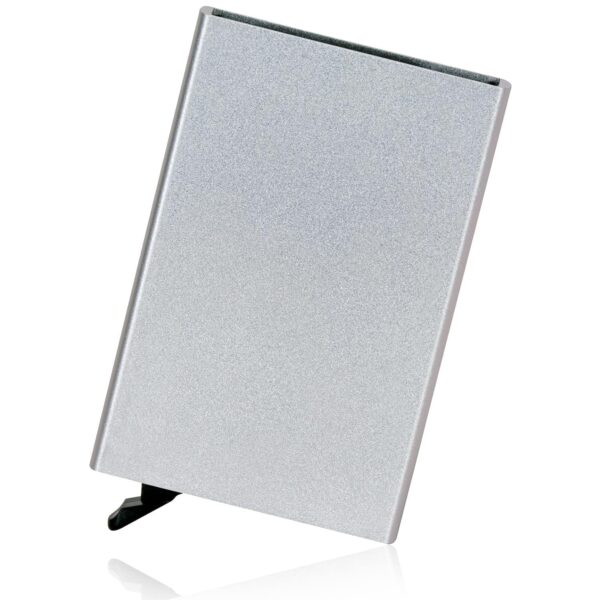 SAMTROH Metal RFID Blocking Aluminium Pop Up Slim Credit Or Debit/ATM Card Holder Case Holds 6 Bank Cards Case for Men & Women - (9.5 x 0.9 x 6 Cm) (Grey)