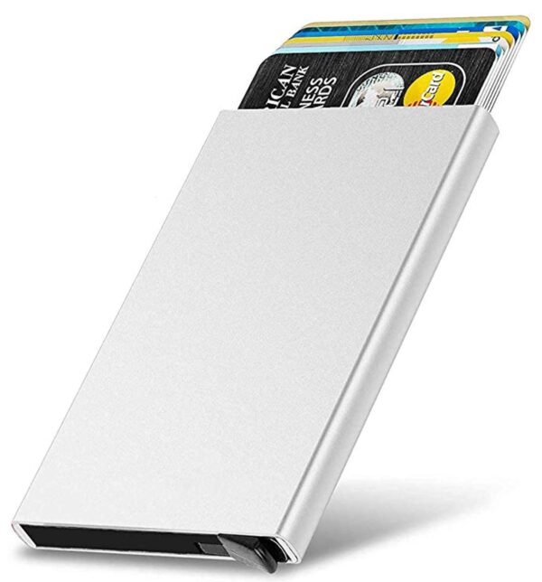 SAMTROH Metal RFID Blocking Aluminium Pop Up Slim Credit Or Debit/ATM Card Holder Case Holds 6 Bank Cards Case for Men & Women - (9.5 x 0.9 x 6 Cm) (Grey)