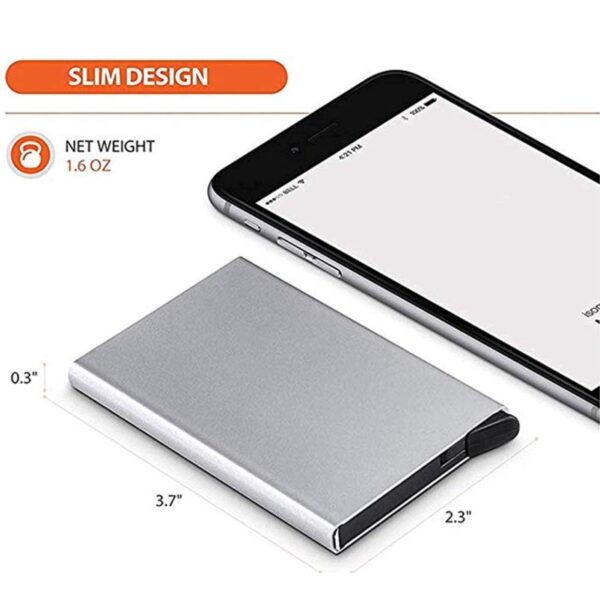 SAMTROH Metal RFID Blocking Aluminium Pop Up Slim Credit Or Debit/ATM Card Holder Case Holds 6 Bank Cards Case for Men & Women - (9.5 x 0.9 x 6 Cm) (Grey)