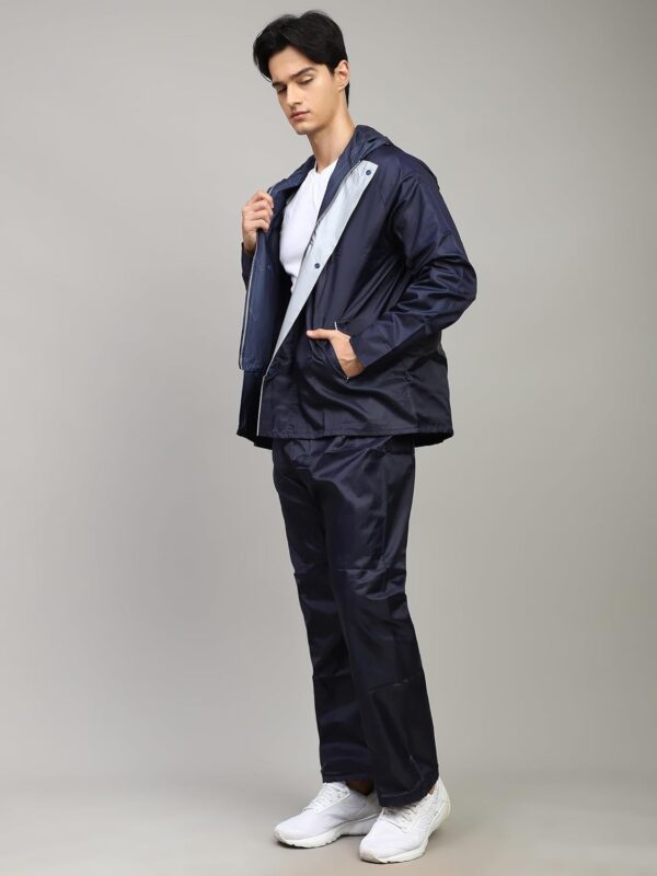 Shasmi Black Rain Coat for Men Waterproof Raincoat with Pants Polyester Double Layer Rain Coat For Men Bike Rain Suit Rain Jacket Suit Inner Mobile Pocket with Storage Bag...