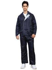 Shasmi Black Rain Coat for Men Waterproof Raincoat with Pants Polyester Double Layer Rain Coat For Men Bike Rain Suit Rain Jacket Suit Inner Mobile Pocket with Storage Bag...