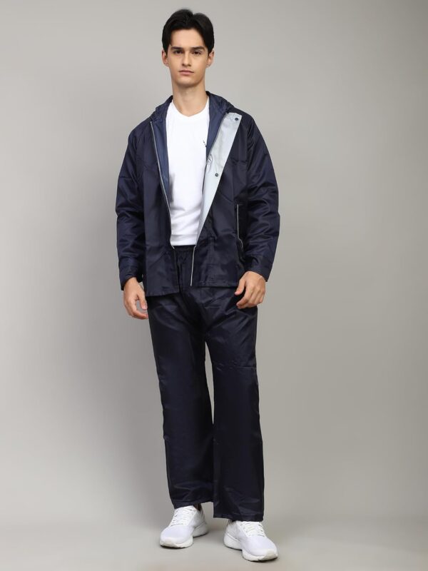 Shasmi Black Rain Coat for Men Waterproof Raincoat with Pants Polyester Double Layer Rain Coat For Men Bike Rain Suit Rain Jacket Suit Inner Mobile Pocket with Storage Bag...