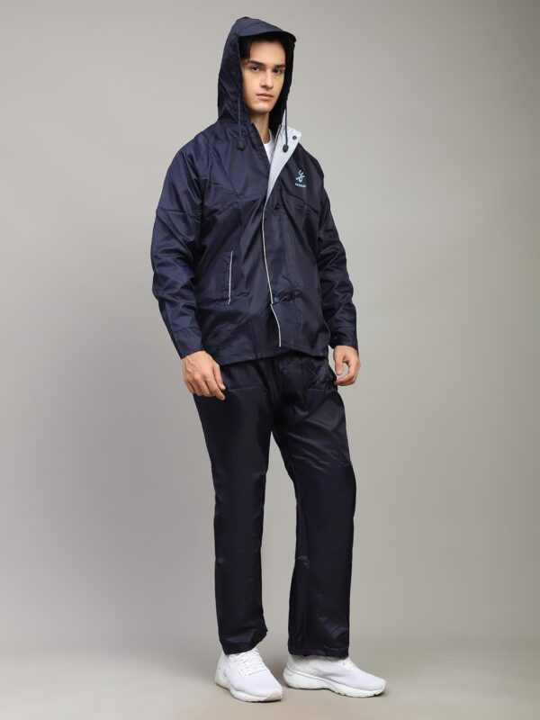 Shasmi Black Rain Coat for Men Waterproof Raincoat with Pants Polyester Double Layer Rain Coat For Men Bike Rain Suit Rain Jacket Suit Inner Mobile Pocket with Storage Bag...