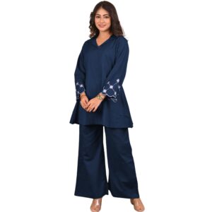 SHIENZY Stylish Printed Cotton Blend Co Ord Set for Women || Casual & Festive Indo-Western Outfit || Kurta Pant Set (1666 Women Co-ord Set)