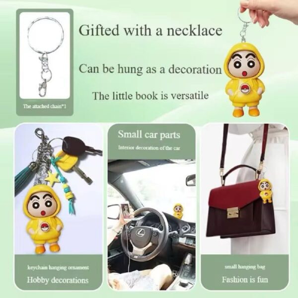 Shinchan Face Changing Keychain | 3D Cartoon Character Key Holder | ABS Action Figure Toy | Unisex Face Changing Model | Fun & Durable Keychain Accessory