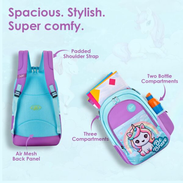 Skybags Pixie 36 Liters School Backpack for Girls With Quick Access Zippered Front Pocket | Soft Touch Fabric, 3 Compartments, Stylish Design | Trendy Backpack for Kids