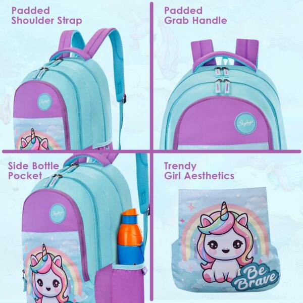 Skybags Pixie 36 Liters School Backpack for Girls With Quick Access Zippered Front Pocket | Soft Touch Fabric, 3 Compartments, Stylish Design | Trendy Backpack for Kids