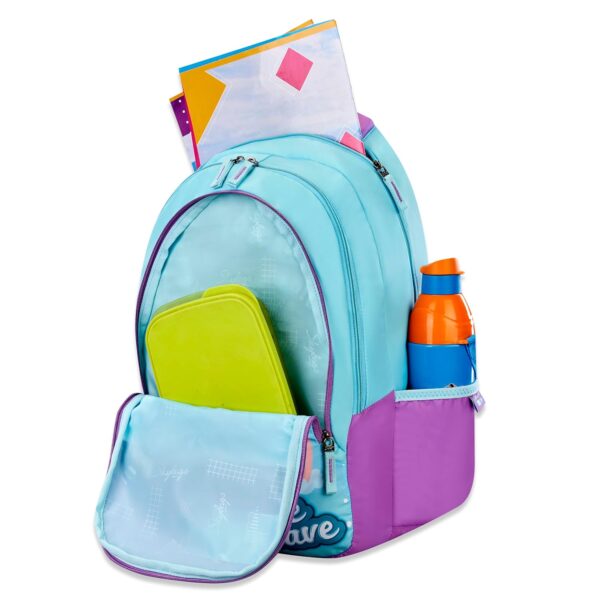 Skybags Pixie 36 Liters School Backpack for Girls With Quick Access Zippered Front Pocket | Soft Touch Fabric, 3 Compartments, Stylish Design | Trendy Backpack for Kids