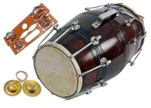 SM' Sai Musicals Professinal Mango Wood Nut & Bold Fitting Dholak Pooja Bhajan& for Musicals events Brown Colour