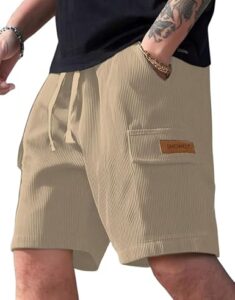 SMOWKLY Authentics Classic Men's Ribbed Polycotton Relaxed Fit Cargo Stretch Shorts || Half Pant with Drawstring & 4 Pockets || Lightweight & Quick Dry