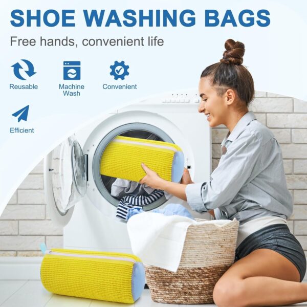 SONANI Lifestyle Shoe Washing Machine Bag – 360° Cleaning Reusable Shoe Washing Bag with Invisible Zipper, Durable Shoe Bag for Sneakers, Universal Size Laundry Bags (Pack of 1...