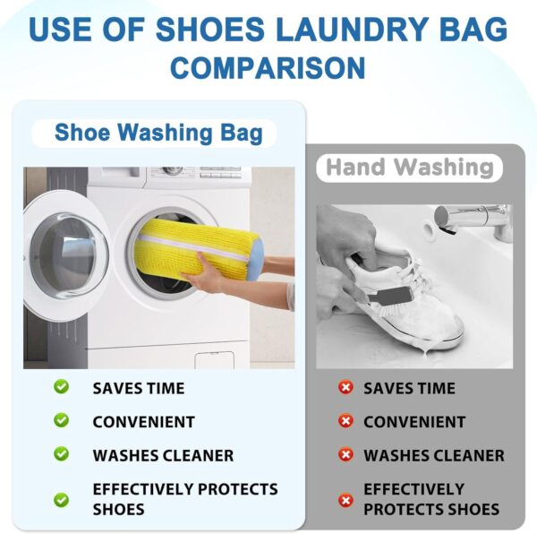 SONANI Lifestyle Shoe Washing Machine Bag – 360° Cleaning Reusable Shoe Washing Bag with Invisible Zipper, Durable Shoe Bag for Sneakers, Universal Size Laundry Bags (Pack of 1...