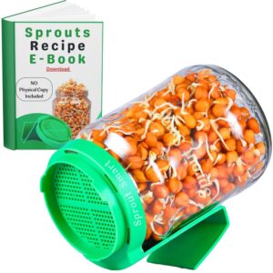 Sprouts Maker Glass Jar – 720ml Durable & Reusable Sprouter for All Seeds and Beans, BPA-Free with 300-Hole Mesh Lid for Airflow, Odor-Free, Easy Drainage, and Hygienic Glass...