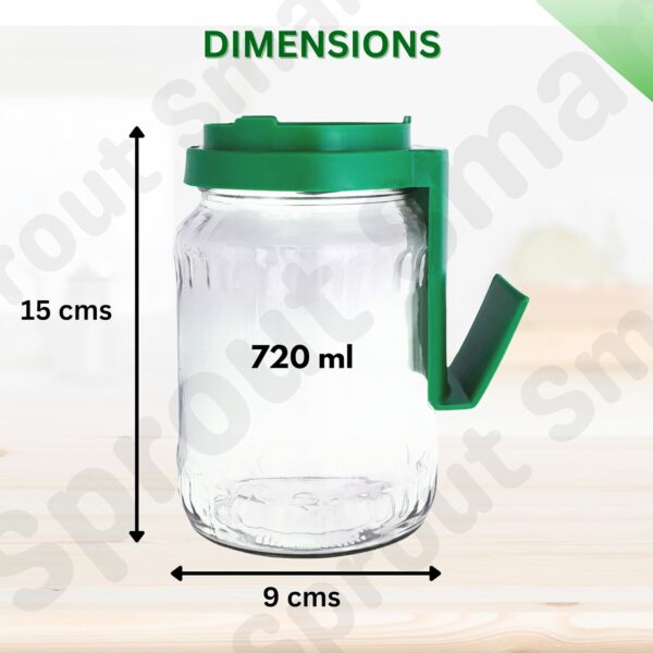 Sprouts Maker Glass Jar – 720ml Durable & Reusable Sprouter for All Seeds and Beans, BPA-Free with 300-Hole Mesh Lid for Airflow, Odor-Free, Easy Drainage, and Hygienic Glass...