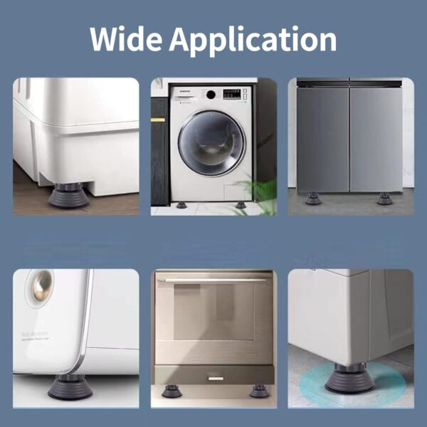 SR Refrigerator & Washing Machine Stand with Anti-Vibration Pads – Adjustable Furniture Base for Single & Double Door Fridges, Shock-Absorbing, Noise Cancelling, Anti-Slip...
