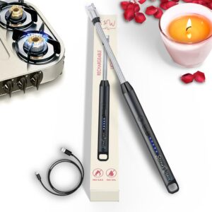 STRAW&WEAVE Electric Rechargeable Plasma Gas Lighter for Kitchen,Lighter for Gas Stove,Candles,Pooja,1 Year Warranty,C-Type USB,Kitchen Tools,Multi Purpose,360° Flexible &...