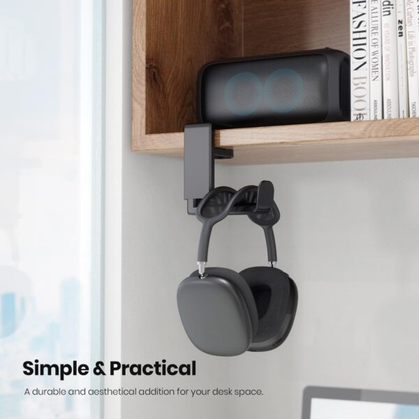 Techzere Headphone Stand Holder 360 Degree Swivel for Table Hanging Hook for Gaming and Regular Headphones Black