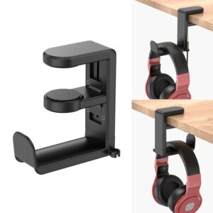 Techzere Headphone Stand Holder 360 Degree Swivel for Table Hanging Hook for Gaming and Regular Headphones Black