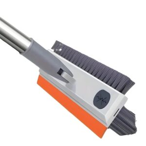 TEKCOOL 3 in 1 Toilet Bathroom Cleaning Brush with Wiper and Long Handle - 180° Rotate Floor Scrub Brush for Tiles, Home Kitchen Bathroom Accessories (Orange).