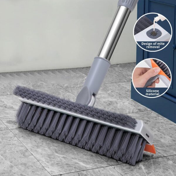 TEKCOOL 3 in 1 Toilet Bathroom Cleaning Brush with Wiper and Long Handle - 180° Rotate Floor Scrub Brush for Tiles, Home Kitchen Bathroom Accessories (Orange).