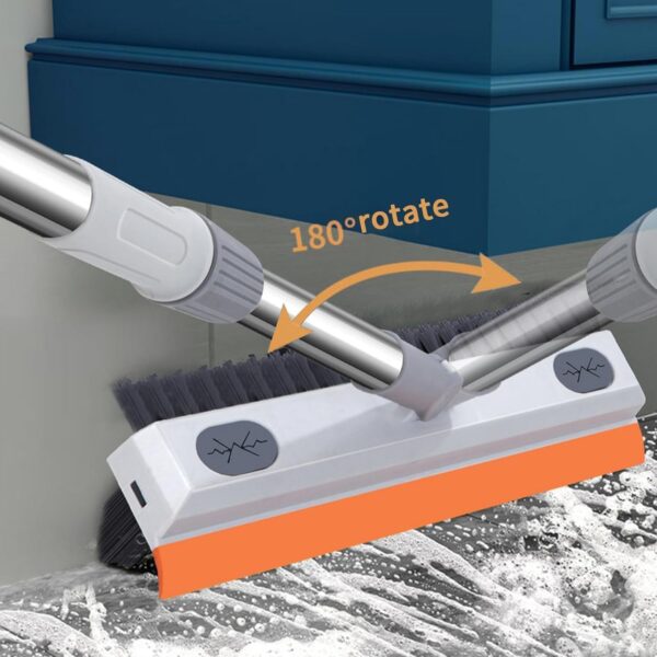 TEKCOOL 3 in 1 Toilet Bathroom Cleaning Brush with Wiper and Long Handle - 180° Rotate Floor Scrub Brush for Tiles, Home Kitchen Bathroom Accessories (Orange).