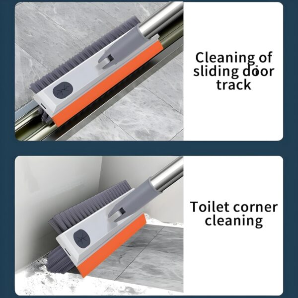TEKCOOL 3 in 1 Toilet Bathroom Cleaning Brush with Wiper and Long Handle - 180° Rotate Floor Scrub Brush for Tiles, Home Kitchen Bathroom Accessories (Orange).