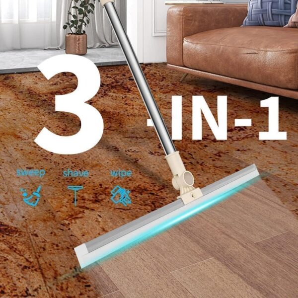 TEKCOOL 50-Inch Rotating Floor Squeegee, Heavy Duty Bathroom Wiper with 180-Degree Swivel Head,Multifunctional Magic Broom Floor Squeegee with Long Handle Adjustable (Green).