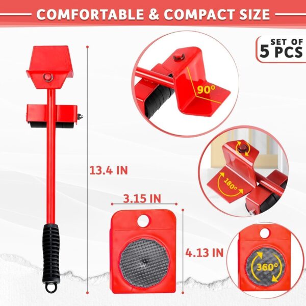 TEKCOOL Furniture Lifter Mover Tool Set Heavy Duty Furniture Lifter Mover Tool Moving Roller Wheel Set for Washing Machines Fridge,Sofa Wardrobes Adjustable Heigh Moving Helper: