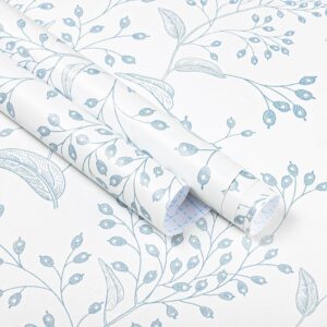TEKCOOL Peel and Stick Wallpaper 17.7” x 118” White Contact Paper Blue Floral Wall Paper Modern Boho Removable Contact Paper for Cabinet Drawers Bedroom Self Adhesive Vinyl...