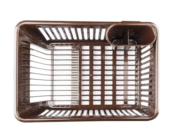 TEKCOOL Plastic Durable Kitchen Drainer Dish Rack Organizer/Drying Tray, Dish Rack with Drying Tray (Green, 45 x 32 x 18 cm, Brown)