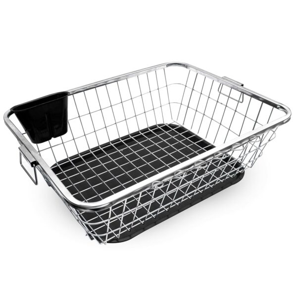 TEKCOOL Plastic Durable Kitchen Drainer Dish Rack Organizer/Drying Tray, Dish Rack with Drying Tray (Green, 45 x 32 x 18 cm, Brown)