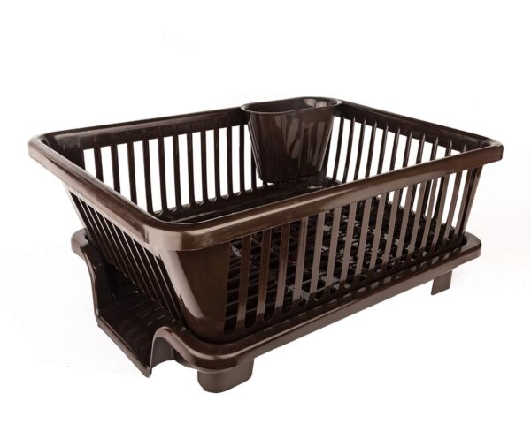 TEKCOOL Plastic Durable Kitchen Drainer Dish Rack Organizer/Drying Tray, Dish Rack with Drying Tray (Green, 45 x 32 x 18 cm, Brown)