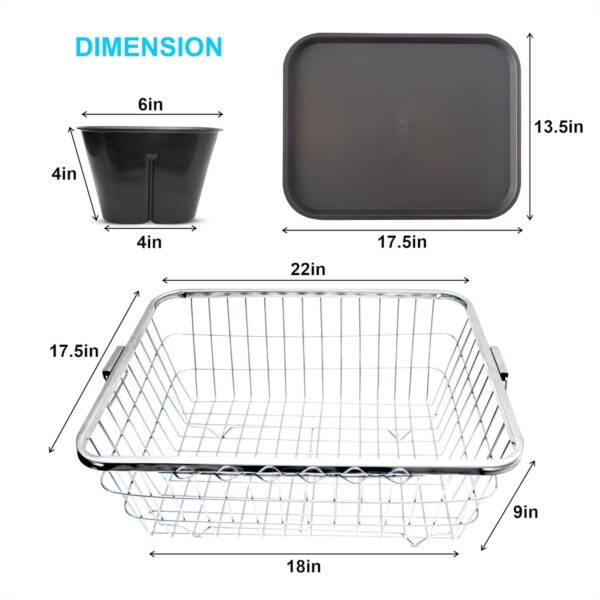 TEKCOOL Plastic Durable Kitchen Drainer Dish Rack Organizer/Drying Tray, Dish Rack with Drying Tray (Green, 45 x 32 x 18 cm, Brown)