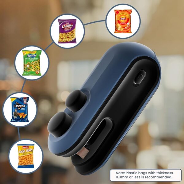 TEKCOOL Portable Mini Sealing Machine, Handheld Packet Sealer for Food, Snacks, Chips, Fresh Storage, Plastic Bags Sealing Machine, 1 YEAR Warranty (Blue):