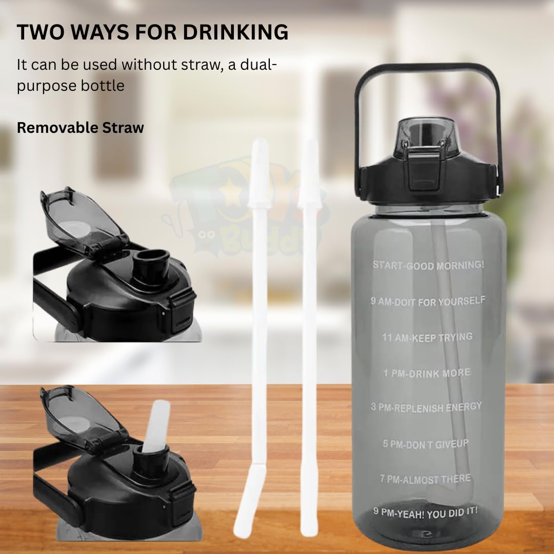 Toysbuddy 2 Litre Water Bottle for Gym, Office, School | Large Capacity BPA-Free Leakproof Sports Bottle with Handle | Hydration Jug for Men & Women