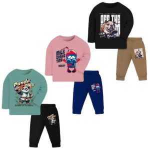 TS LAVI TAVI Toddler Boys & Girls Cotton Printed Clothing Set – Full Sleeve Top and Jogger Pants (Set of 3)
