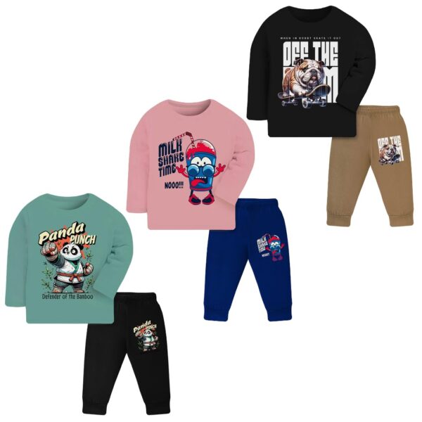 TS LAVI TAVI Toddler Boys & Girls Cotton Printed Clothing Set – Full Sleeve Top and Jogger Pants (Set of 3)