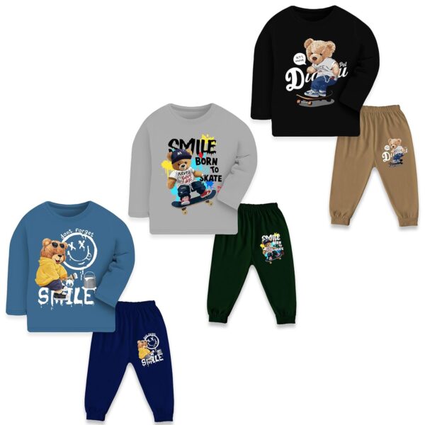TS LAVI TAVI Toddler Boys & Girls Cotton Printed Clothing Set – Full Sleeve Top and Jogger Pants (Set of 3)