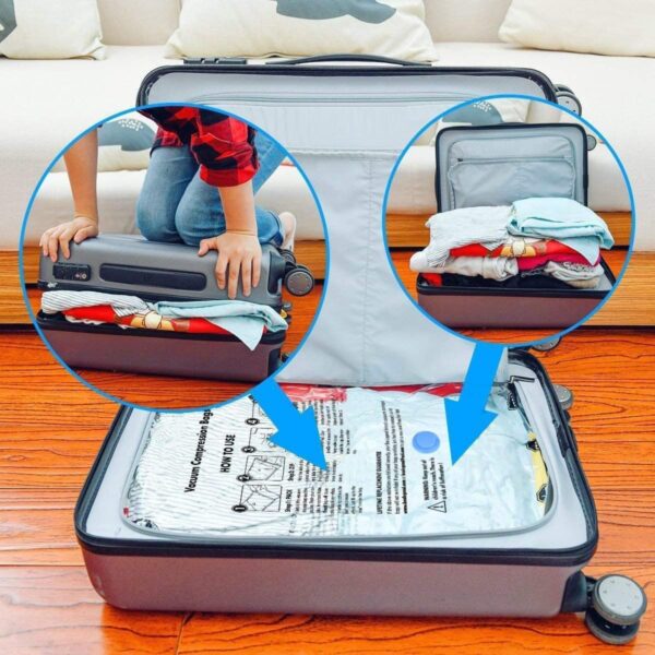 upsimples Vacuum Storage Bags for Clothes with Hand Pump – 5-Pack Space Saver Bags for Travel & Home – Self-Compression Organizer for Blankets, Comforters, Jackets & Sweaters...