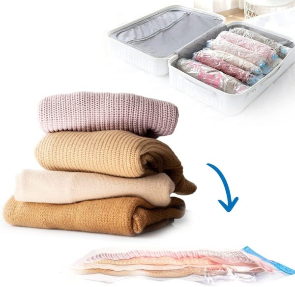 upsimples Vacuum Storage Bags for Clothes with Hand Pump – 5-Pack Space Saver Bags for Travel & Home – Self-Compression Organizer for Blankets, Comforters, Jackets & Sweaters...