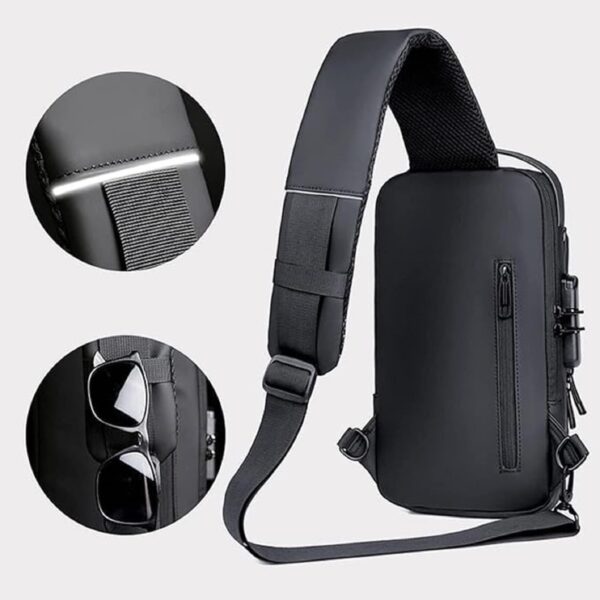 USB Sling Chest Bag – Waterproof Crossbody Shoulder Bag with USB Charging Port – Anti-Theft Travel Daypack for Men & Women – Casual Lightweight Sling Backpack