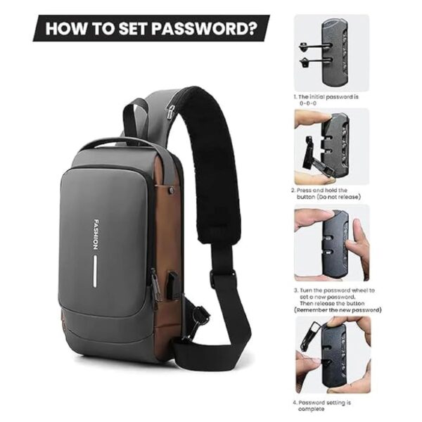 USB Sling Chest Bag – Waterproof Crossbody Shoulder Bag with USB Charging Port – Anti-Theft Travel Daypack for Men & Women – Casual Lightweight Sling Backpack