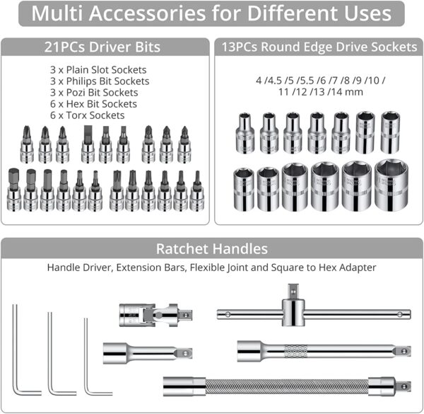 VD ENTERPRISE Chrome Vanadium Steel 46 In 1 Pcs Tool Kit | Screwdriver set | Hand Tools | Wrench Set | Multi Purpose | Combination Case | Precision Socket | Bike Tool Kit (Black)
