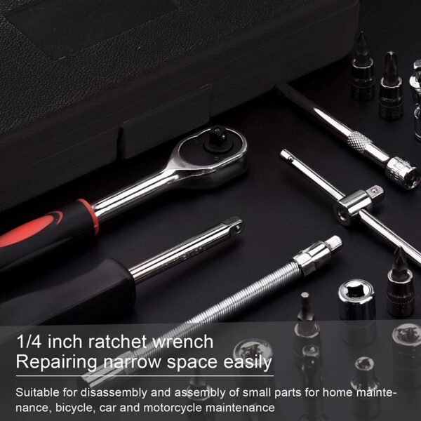 VD ENTERPRISE Chrome Vanadium Steel 46 In 1 Pcs Tool Kit | Screwdriver set | Hand Tools | Wrench Set | Multi Purpose | Combination Case | Precision Socket | Bike Tool Kit (Black)