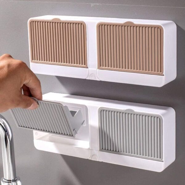 Veroflame Wall Mounted Soap Box with Lid – Double Grids Soap Draining Rack, Bathroom & Shower Soap Holder – Multi-Color Plastic, Double Soap Bar Storage Without Drill...