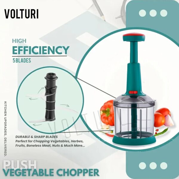 VOLTURI Chopper for Kitchen Use, Push Chopper with 3 Blades, Vegetable Chopper Kitchen Accessories Items for Home Cutting Vegetables, Onion, Ginger, Garlic, Salad, Tomato,...