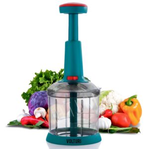 VOLTURI Chopper for Kitchen Use, Push Chopper with 3 Blades, Vegetable Chopper Kitchen Accessories Items for Home Cutting Vegetables, Onion, Ginger, Garlic, Salad, Tomato,...