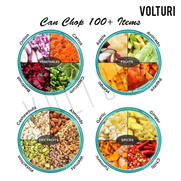 VOLTURI Chopper for Kitchen Use, Push Chopper with 3 Blades, Vegetable Chopper Kitchen Accessories Items for Home Cutting Vegetables, Onion, Ginger, Garlic, Salad, Tomato,...